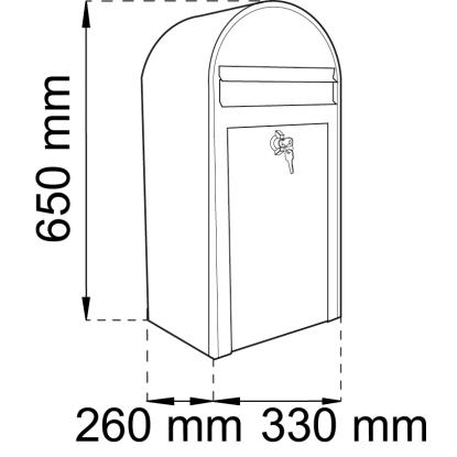 Habo 9444 midi postkasse, 650 x 330 x 260 mm, sort