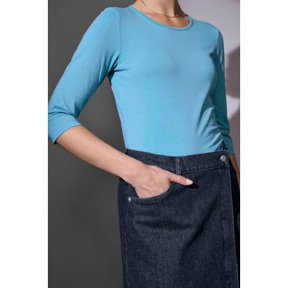 ID 0597 Stretch T-shirt med korte ærmer, dame, støvet aqua