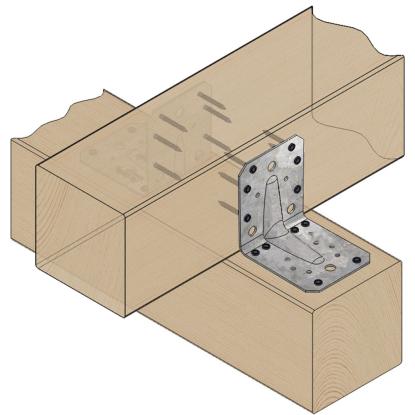 SIMA vinkelbeslag V4 med rib, rustfri kv. A4 - 105 x 105 x 2,5 x 90 mm