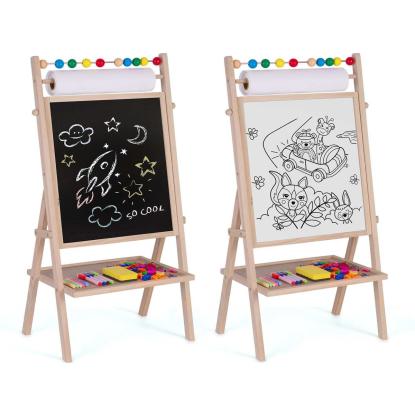 Staffeli med whiteboard, kridttavle og papir inkl. tilbehør, 62 x 28 x 44 cm