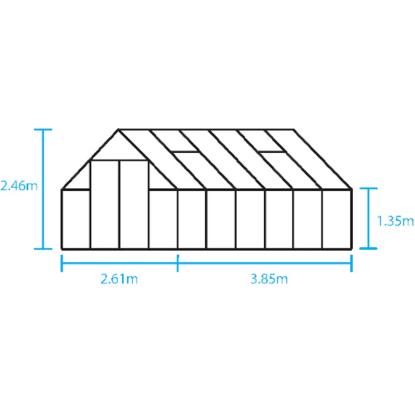 Halls Qube+ 812 drivhus 9,9 m², sort, 3 mm hærdet glas