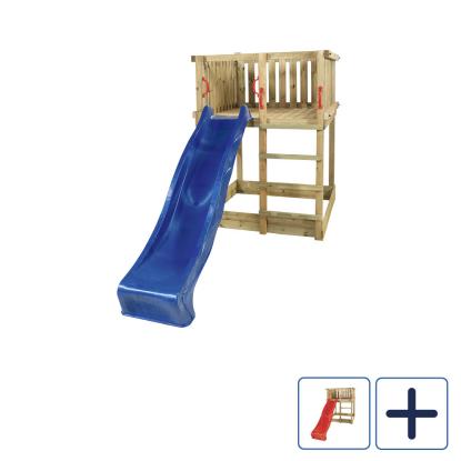 PLUS Play legetårn inkl. rutsjebane, nåletræ - 190 x 135 x 150 cm
