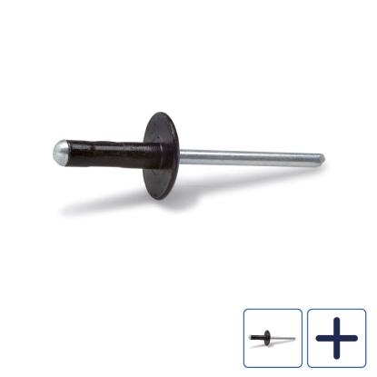 FAST blindnitte/popnitte med stor skive, sort, 4,8 mm - 100 stk.