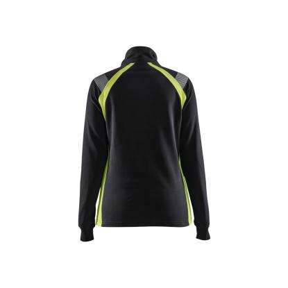 Blåkläder 3403 dame sweatshirt half zip, sort/hi-vis gul