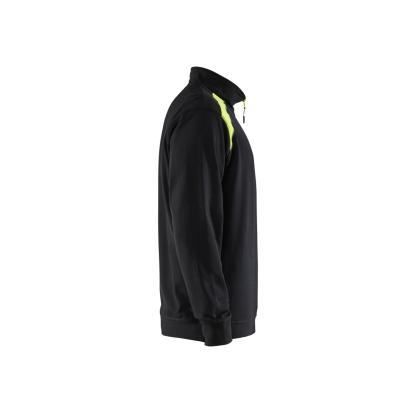 Blåkläder 3353 sweatshirt half zip, sort/hi-vis gul