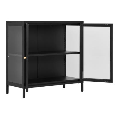 Dalby skab med 2 glaslåger, stål, 80 x 35 x 80 cm, sort