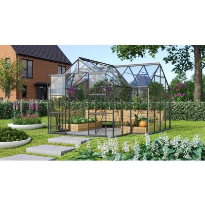 Vitavia Sirius 13000 drivhus, sort, 13 m², 3 mm hærdet glas, inkl. sokkel og cresting
