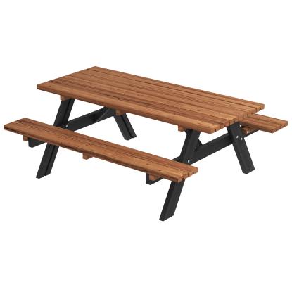 PLUS bord/bænkesæt, ThermoWood®, gyldenbrun/sort/fyr, 177 cm