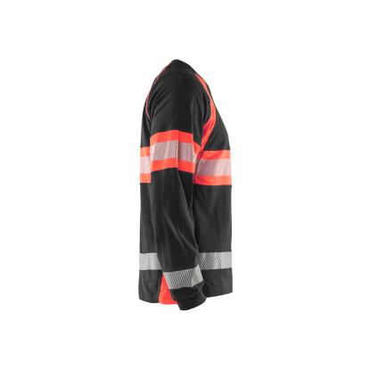 Blåkläder 3510 high vis t-shirt lang ærme, sort/hi-vis rød