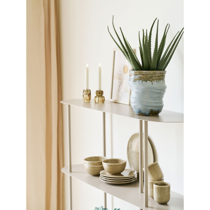 Rieti asymmetrisk reol med fem hylder, metal, sand, 139 x 118 x 31 cm
