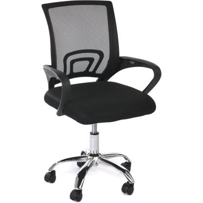 Kontorstol med mesh-ryg og justerbar højde, ergonomisk, sort