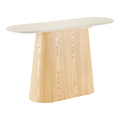 Larvik konsol, askefiner/marmorlook, råhvid, 130 cm