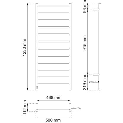 Habo Fern 12 håndklædetørrer, poleret rustfrit stål, 120 W, 500 x 1230 mm