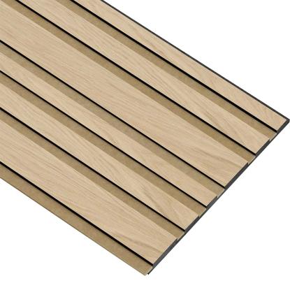 I-Wood Medio+ Mixed akustikpanel, hvid olieret, brun filt og sort kerne, egefiner, 17 x 300 mm