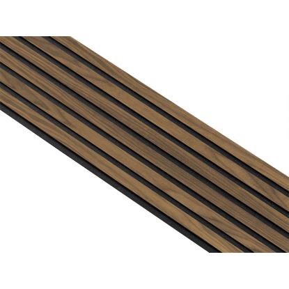 I-Wood Medio+ Original akustikpanel, klar olieret, sort filt og sort kerne, valnøddefiner, 17 x 300 mm