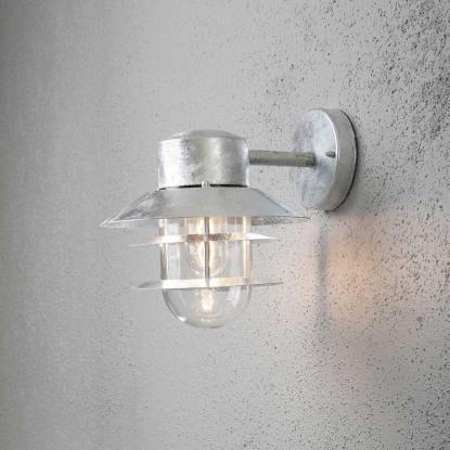 Konstsmide Modena væglampe down, IP44, Ø22 x 24 cm, galvaniseret