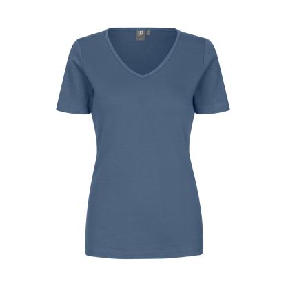 ID 0506 Interlock T-shirt med v-hals, dame, indigo