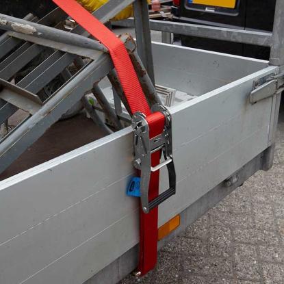 Jumbo bagagerem med spænde og krog, rød, 4000 kg, 50 mm, 9 meter