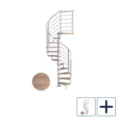 DOLLE Montreal DESIGN spindeltrappe, Ø120 cm, hvid/hvidolieret eg