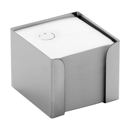 Steel-Function cubusbox, rustfrit stål, 10 x 10 x 9 cm - med papir