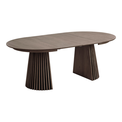 Osaka og Levanto spisebordssæt med 6 stole, røget eg, sand, Ø120 x 120-200 cm