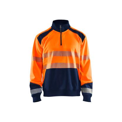 Blåkläder 3556 high vis sweatshirt half zip, hi-vis orange/marineblå