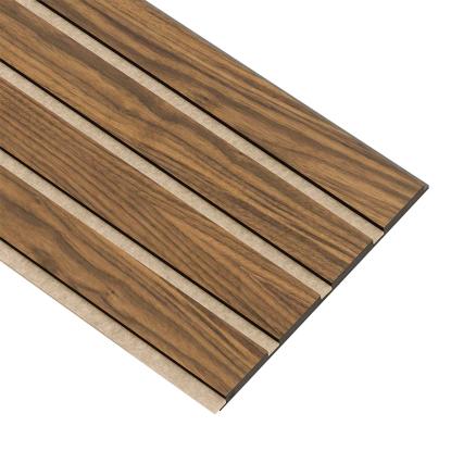 I-Wood Medio+ 4-lamel akustikpanel, klar olieret, beige filt og sort kerne, valnøddefiner, 17 x 300 mm