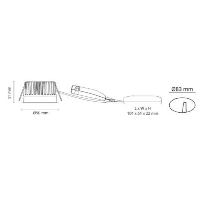 SG Armaturen Soft Slim IsoSafe DimtoWarm LED indbygningsspot, 7W, IP54, hvid