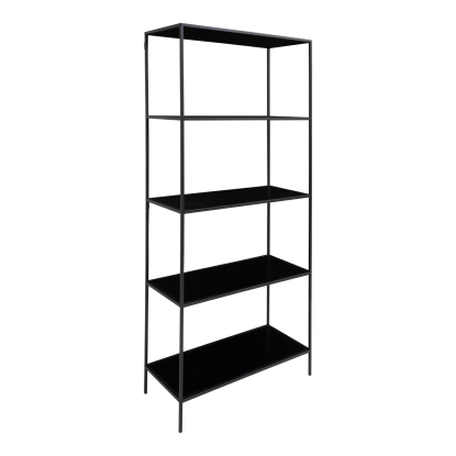 Vita reol med fem hylder, sort, 80 cm