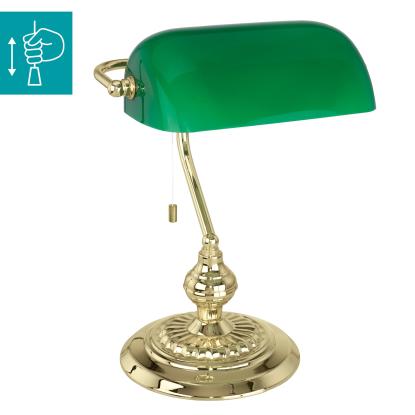 EGLO BANKER bordlampe, E27, messing/grøn