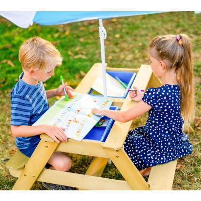 TP Toys picnicbord med parasol, træ, 170 x 95 x 97 cm