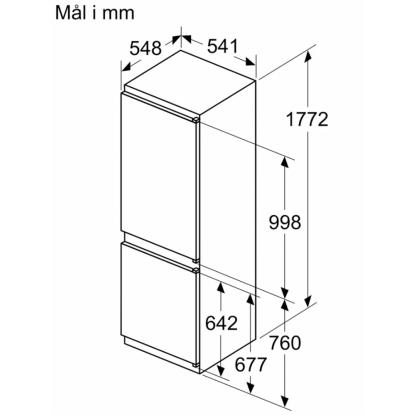 Bosch KIV86NSE0 integreret kølefryseskab, 183 + 84 liter