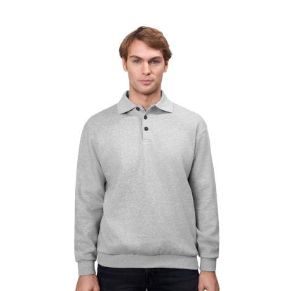 ID 0601 polosweatshirt, klassisk, grå melange