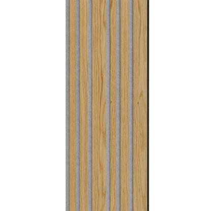 I-Wood Basic Mixed akustikpanel, klar olieret, grå filt og sort kerne, egefiner, 17 x 300 mm 