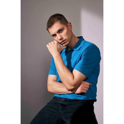 ID 0586 poloshirt, økologisk, azur