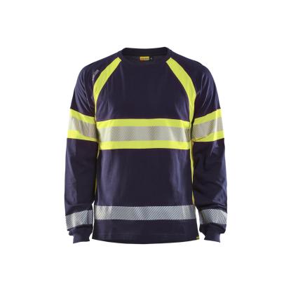 Blåkläder 3510 high vis t-shirt lang ærme, marineblå/hi-vis gul