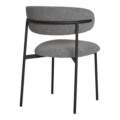 Mira spisebordsstol, bouclé og sorte ben, lysegrå