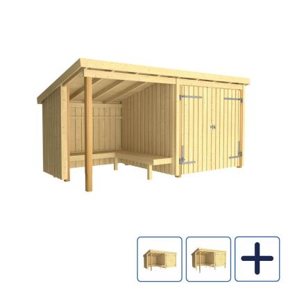 PLUS Nordic bålhytte/havehus med dobbeltdør, natur/nåletræ - 9,5 m²