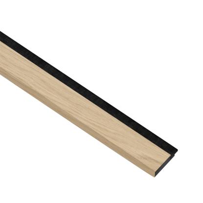 I-Wood afslutningsliste til akustikpanel, ubehandlet natur, sort filt og sort kerne, egefiner, 17 x 42 mm