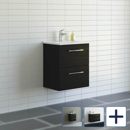 Scanbad Multo vaskeskab med Amber Mini vask, 2 skuffer, sort struktur