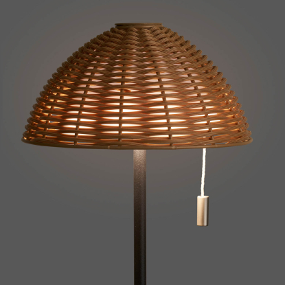 Wigan LED bordlampe, genopladelig, H32 cm, natur/sort