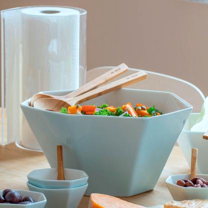 Steel-Function Hepta skål med bestik, porcelæn/bambus, isblå - 5 liter