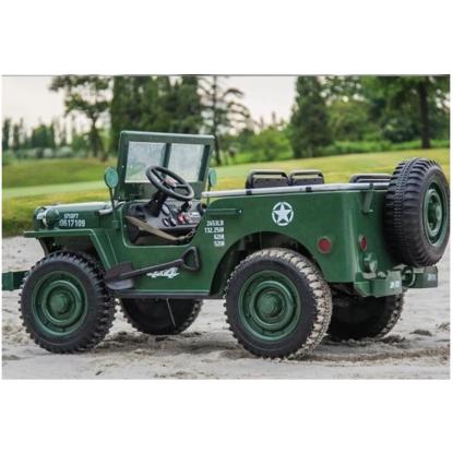 Azeno explorer 4 x 4 militær med 3 sæder, 4 x 24V, grøn