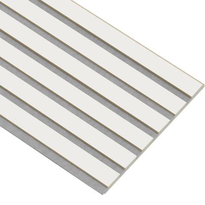 I-Wood Basic Original akustikpanel, hvidmalet, grå filt og lys kerne, folie, 16 x 300 mm