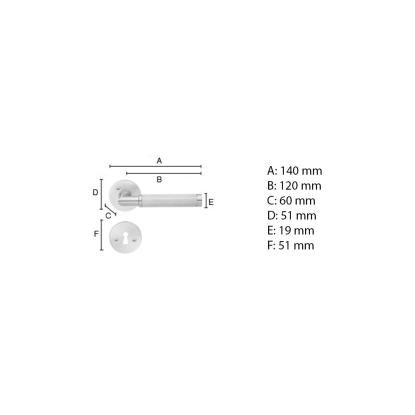 Beslagsboden Design dørgreb med roset, nøgleskilt og riflet greb, indendørs, 120 mm, børstet messing