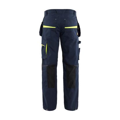 Blåkläder 1496 servicebuks med stretch og værktøjslommer, mørk marineblå/hi-vis gul