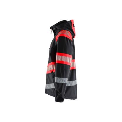 Blåkläder 4494 high vis softshell jakke, sort/hi-vis rød
