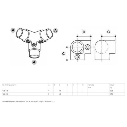 Clarrods Clamps CL128 3-vejs hjørne-top, sort