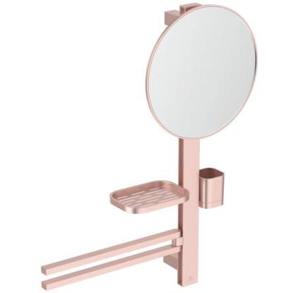 Ideal Standard Alu+ spejl med hylde, rosé, Ø32,8 cm