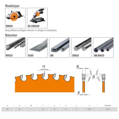CMT Dry Cut rundsavsklinge til metal og stål, Z36, Ø165 x 1,5 x 20 mm